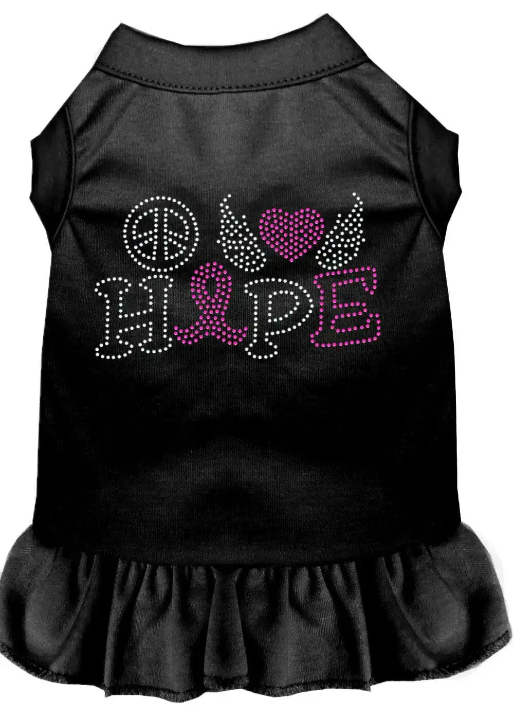 Peace-Love-Hope-Breast-Cancer-Rhinestone-Pet-Dress-Black-4x-GreatEagleInc-319284694