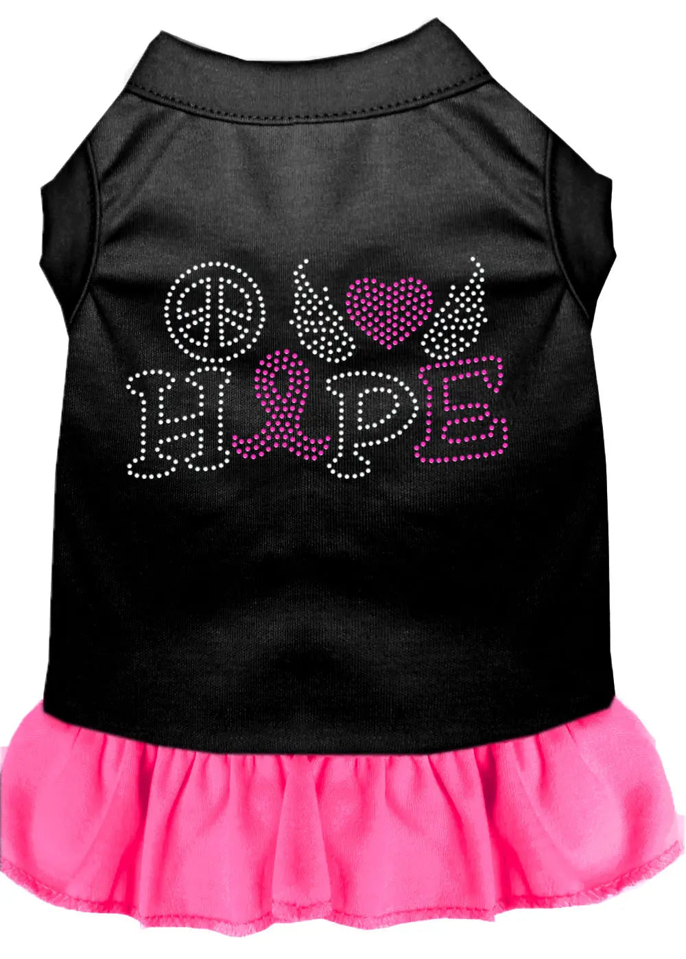Peace Love Hope Breast Cancer Rhinestone Pet Dress Black With Bright Pink Xl Default Title