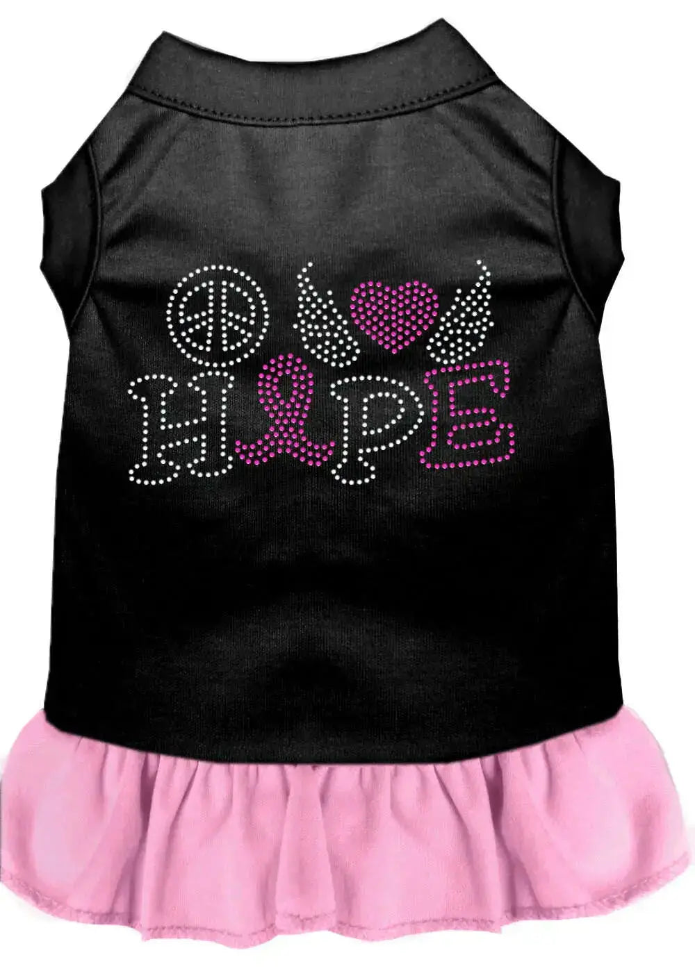 Peace-Love-Hope-Breast-Cancer-Rhinestone-Pet-Dress-Black-With-Light-Pink-Med-GreatEagleInc-319282865