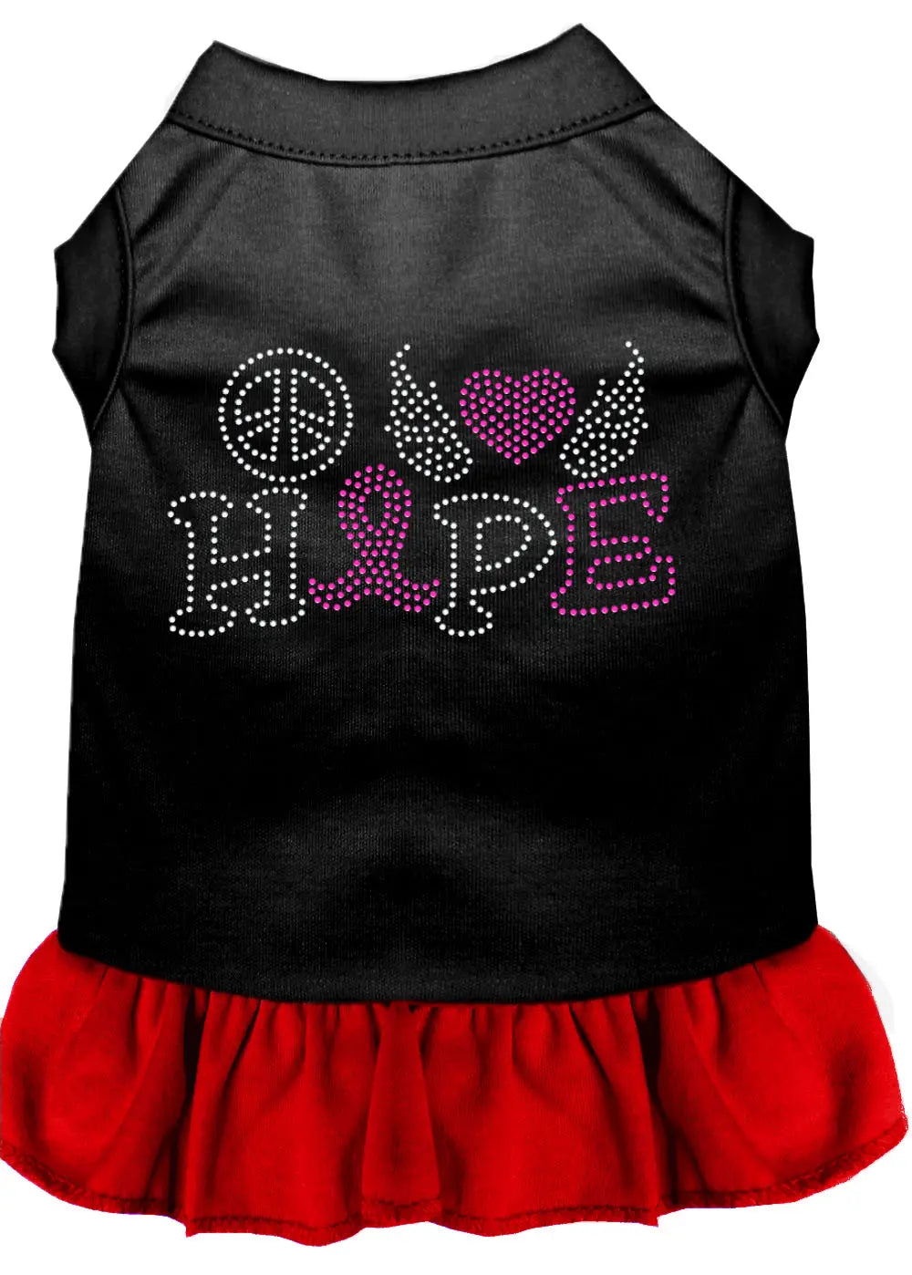 Peace Love Hope Breast Cancer Rhinestone Pet Dress Black With Red Sm Default Title