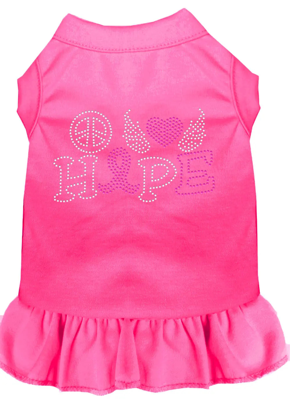 Peace Love Hope Breast Cancer Rhinestone Pet Dress Bright Pink Xxl Default Title