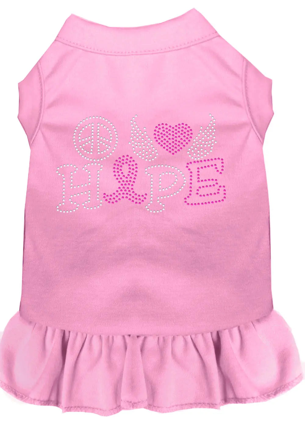 Peace Love Hope Breast Cancer Rhinestone Pet Dress Light Pink Med Default Title