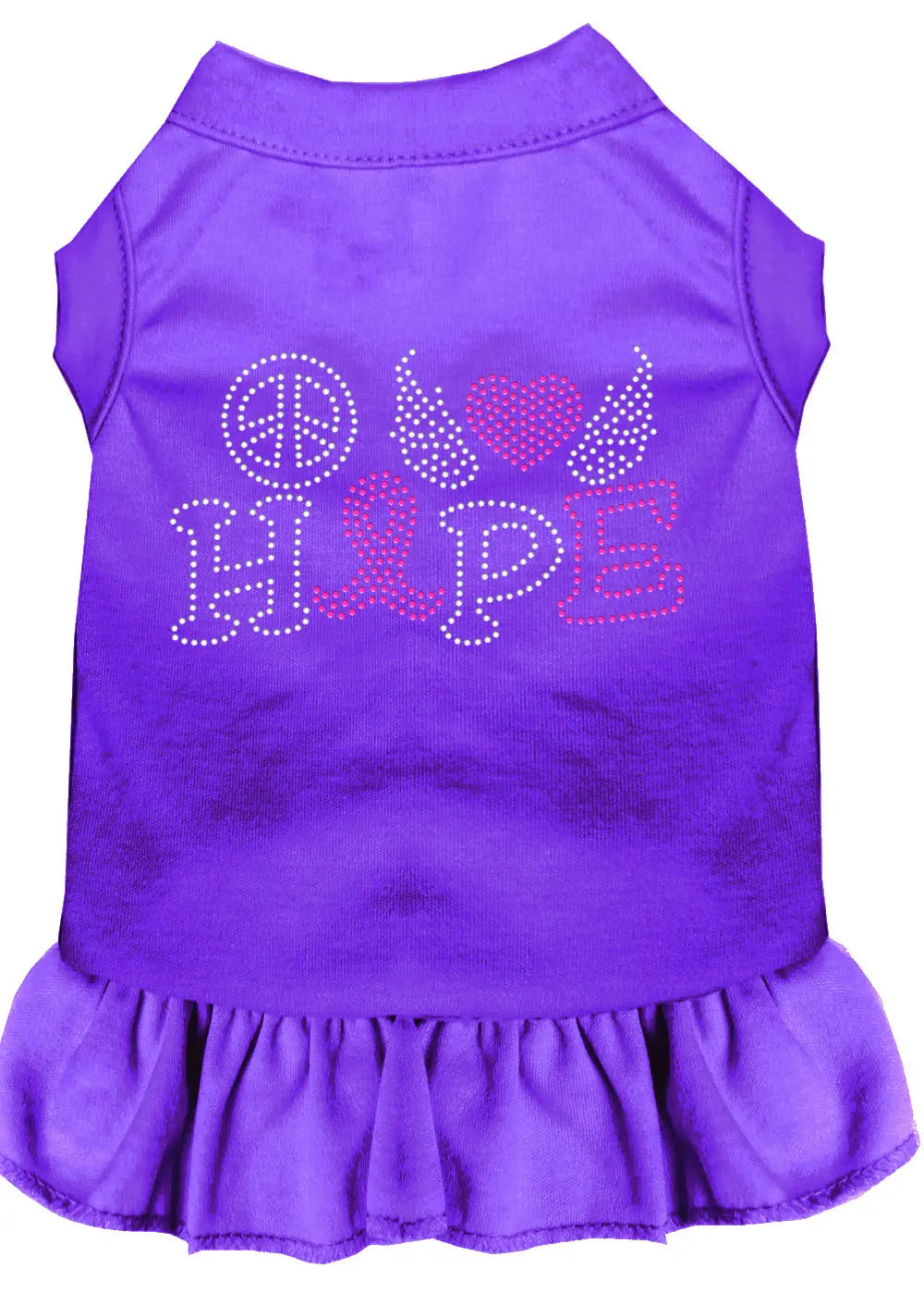 Peace Love Hope Breast Cancer Rhinestone Pet Dress Purple Xxxl Default Title