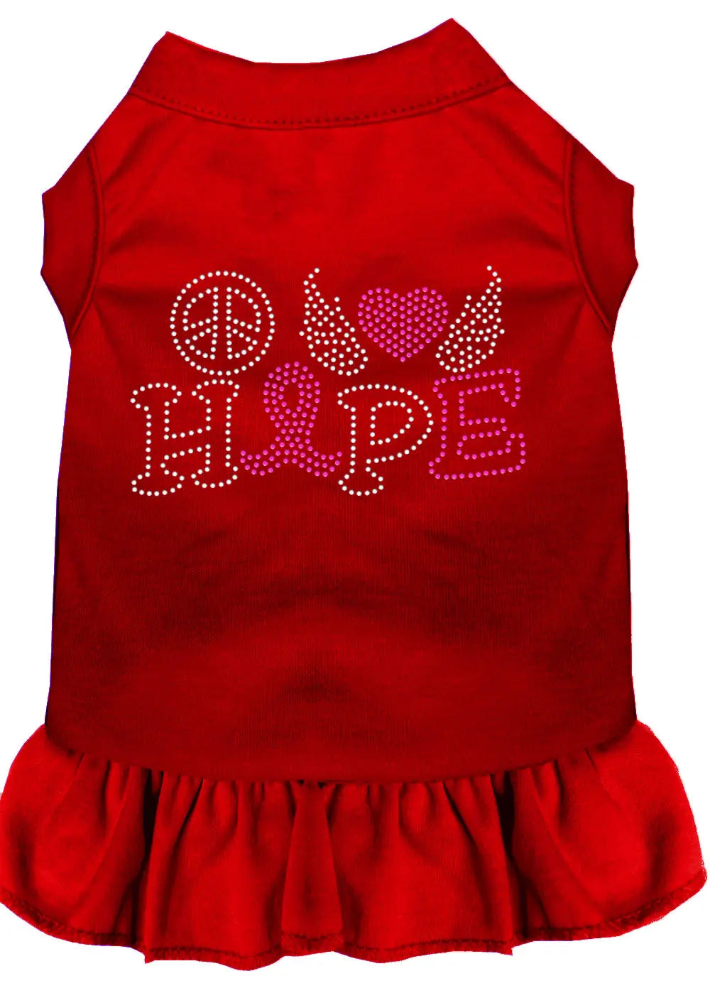 Peace Love Hope Breast Cancer Rhinestone Pet Dress Red Xxl Default Title
