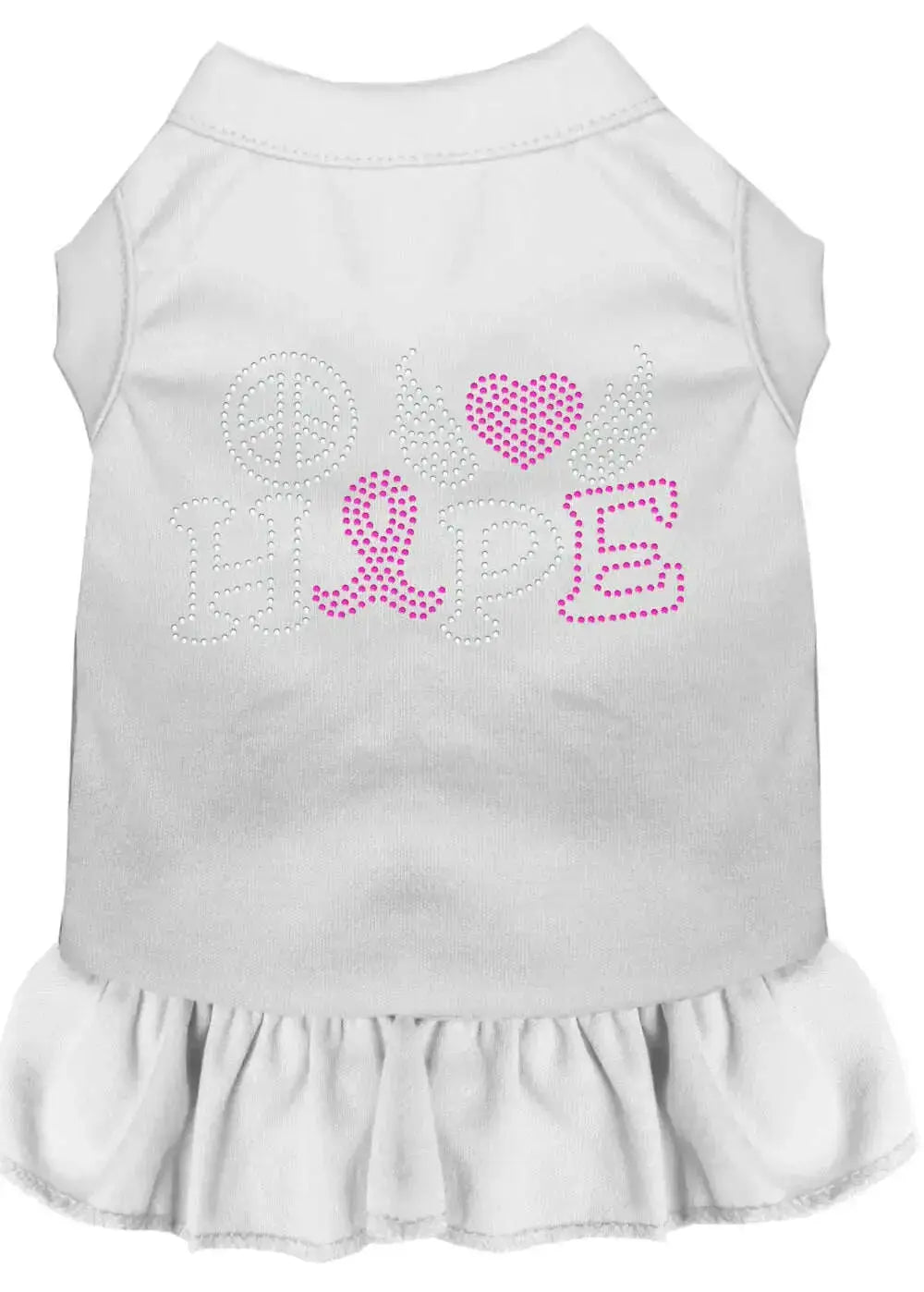 Peace-Love-Hope-Breast-Cancer-Rhinestone-Pet-Dress-White-Med-GreatEagleInc-319282155