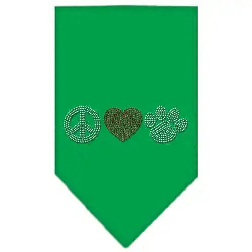 Peace-Love-Paw-Rhinestone-Bandana-Emerald-Green-Small-GreatEagleInc-333881644
