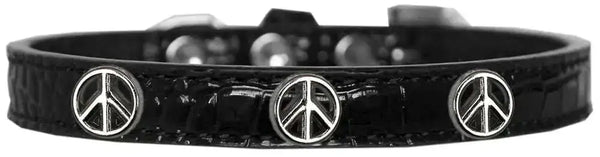 Peace-Sign-Widget-Croc-Dog-Collar-Black-Size-16-GreatEagleInc-319982897