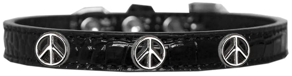 Peace Sign Widget Croc Dog Collar Black Size 16 Default Title