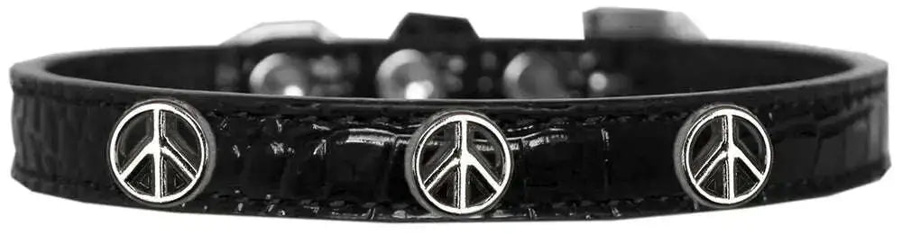 Peace-Sign-Widget-Croc-Dog-Collar-Black-Size-18-GreatEagleInc-319982985