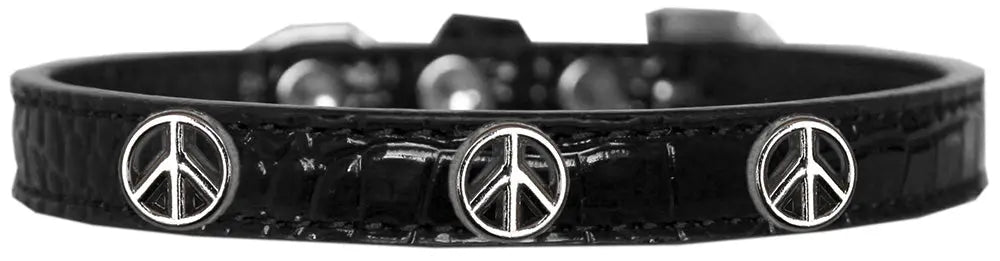 Peace Sign Widget Croc Dog Collar Black Size 18 Default Title