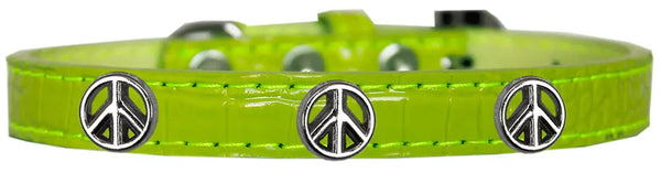 Peace Sign Widget Croc Dog Collar Lime Green Size 10 Default Title