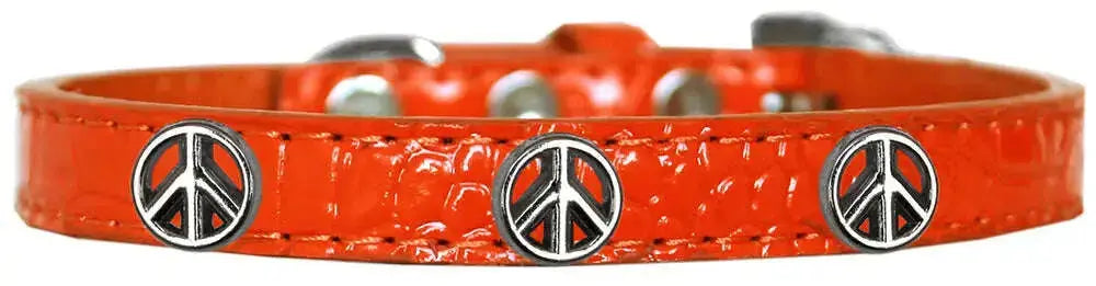 Peace-Sign-Widget-Croc-Dog-Collar-Orange-Size-18-GreatEagleInc-319986245