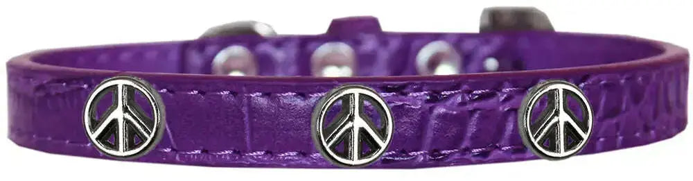 Peace-Sign-Widget-Croc-Dog-Collar-Purple-Size-14-GreatEagleInc-319986588