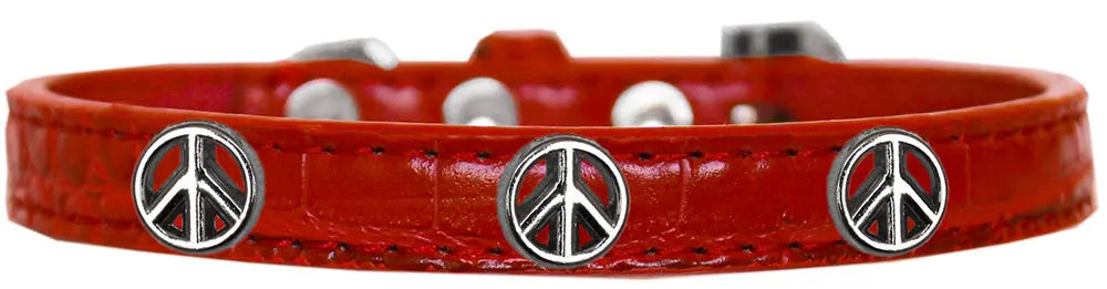 Peace Sign Widget Croc Dog Collar Red Size 12 Default Title
