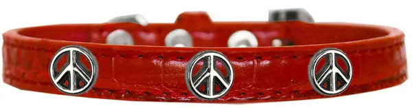 Peace-Sign-Widget-Croc-Dog-Collar-Red-Size-18-GreatEagleInc-319987373