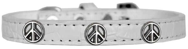 Peace Sign Widget Croc Dog Collar White Size 12 Default Title