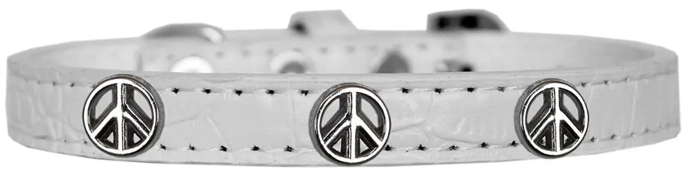 Peace Sign Widget Croc Dog Collar White Size 16 Default Title