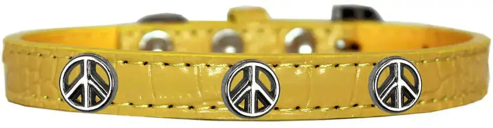 Peace-Sign-Widget-Croc-Dog-Collar-Yellow-Size-20-GreatEagleInc-319989845