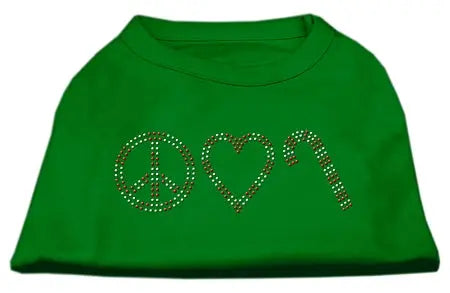Peace, Love, And Candy Canes Shirts Emerald Green Xxxl Default Title