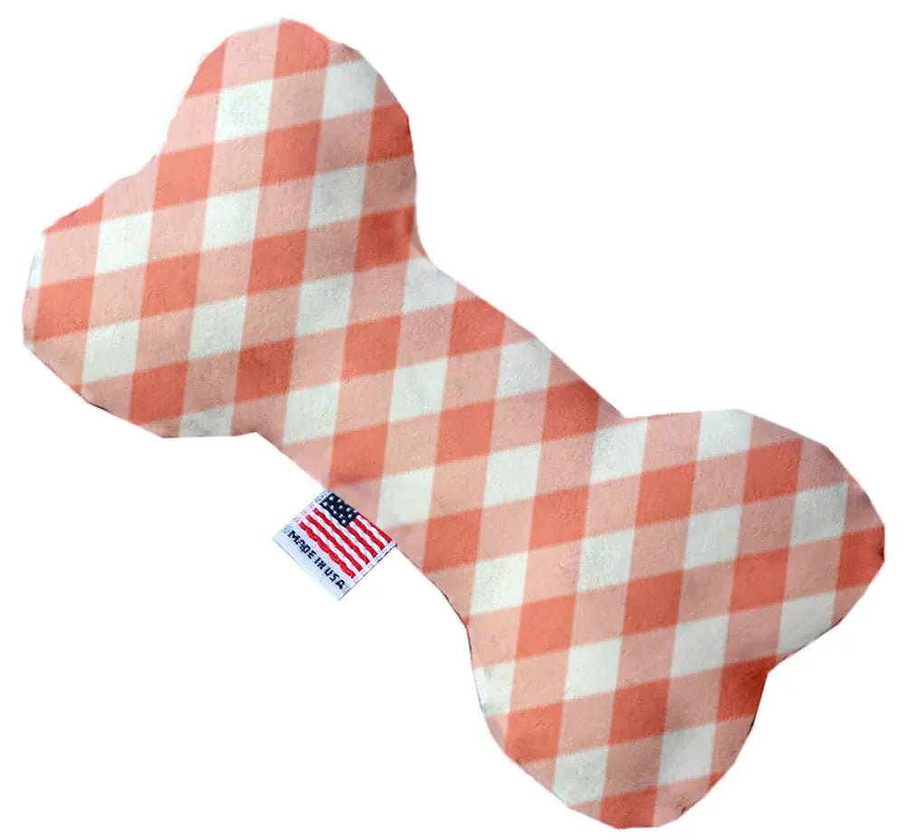 Peach Plaid 10 Inch Bone Dog Toy Default Title
