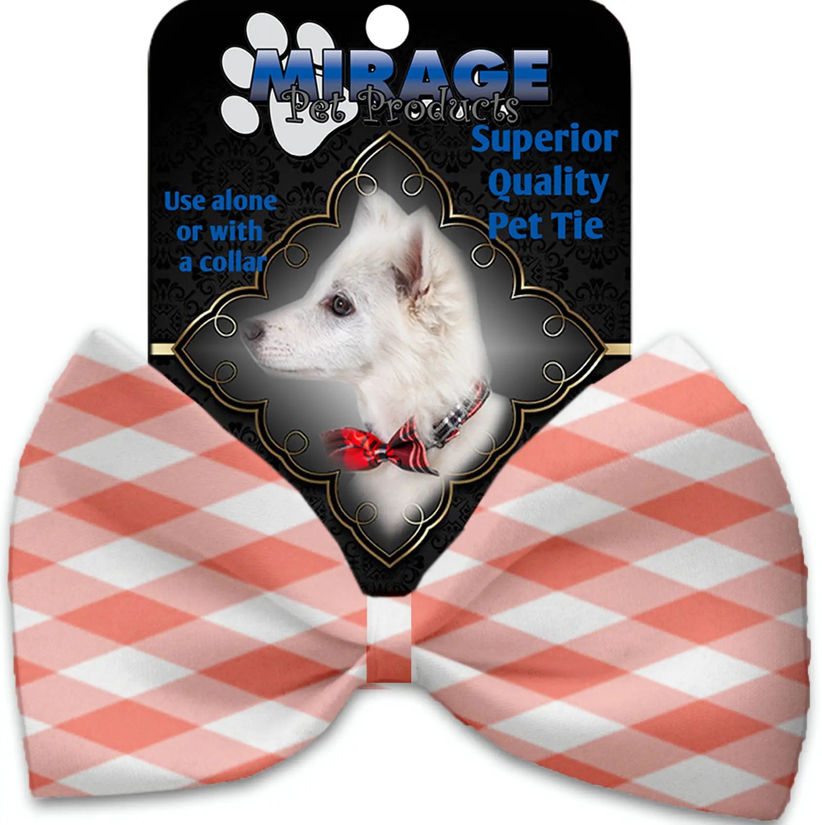 Peach Plaid Pet Bow Tie Default Title