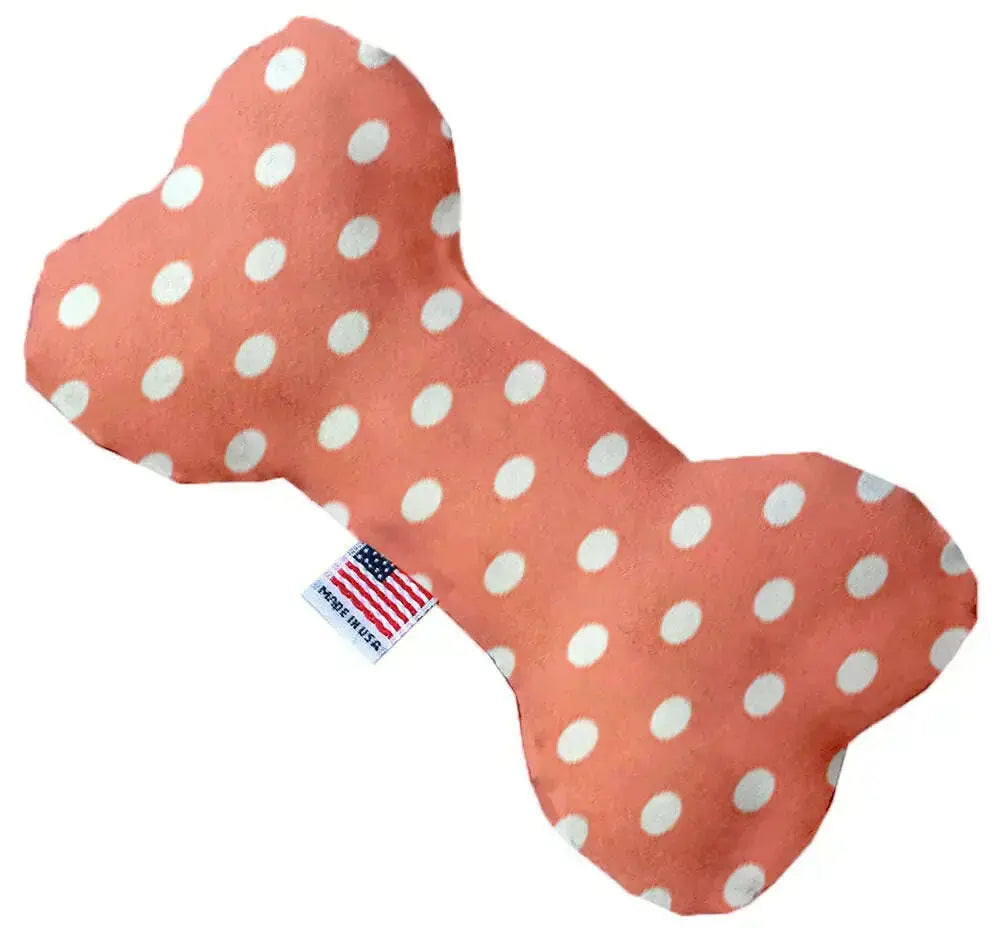 Peach-Polka-Dots-6-Inch-Bone-Dog-Toy-GreatEagleInc-333768719