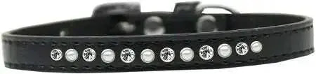 Pearl-And-Clear-Crystal-Size-10-Black-Puppy-Collar-GreatEagleInc-319636231