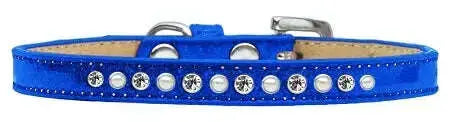 Pearl-And-Clear-Crystal-Size-12-Blue-Puppy-Ice-Cream-Collar-GreatEagleInc-333909531