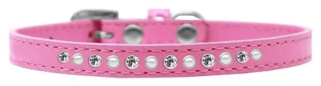 Pearl And Clear Crystal Size 12 Bright Pink Puppy Collar Default Title