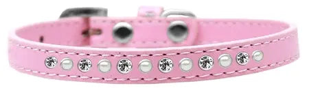 Pearl And Clear Crystal Size 12 Light Pink Puppy Collar Default Title