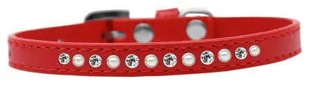 Pearl And Clear Crystal Size 12 Red Puppy Collar Default Title