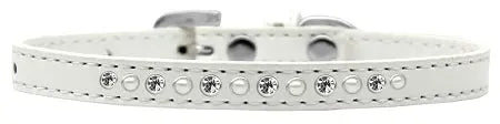 Pearl And Clear Crystal Size 14 White Puppy Collar Default Title