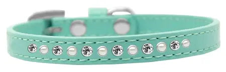 Pearl And Clear Crystal Size 16 Aqua Puppy Collar Default Title