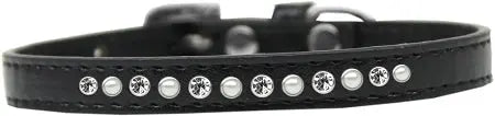 Pearl And Clear Crystal Size 16 Black Puppy Collar Default Title