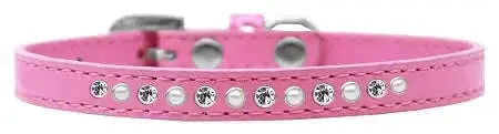 Pearl-And-Clear-Crystal-Size-16-Bright-Pink-Puppy-Collar-GreatEagleInc-319635446