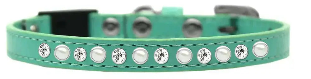 Pearl-And-Clear-Jewel-Breakaway-Cat-Collar-Aqua-Size-10-GreatEagleInc-334285421