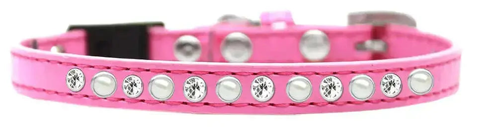Pearl-And-Clear-Jewel-Breakaway-Cat-Collar-Bright-Pink-Size-14-GreatEagleInc-334285955