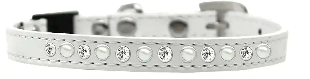 Pearl-And-Clear-Jewel-Breakaway-Cat-Collar-White-Size-14-GreatEagleInc-334287167