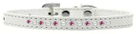 Pearl-And-Pink-Crystal-Size-10-White-Puppy-Collar-GreatEagleInc-333904399