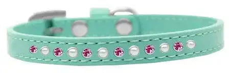 Pearl-And-Pink-Crystal-Size-12-Aqua-Puppy-Collar-GreatEagleInc-319633292