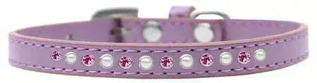 Pearl-And-Pink-Crystal-Size-12-Lavender-Puppy-Collar-GreatEagleInc-333855474