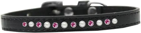 Pearl And Pink Crystal Size 8 Black Puppy Collar Default Title