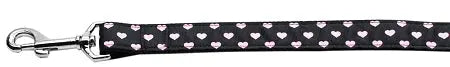 Pink And Black Dotty Hearts Nylon Dog Leash 5/8 Inch Wide 4ft Long Default Title