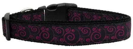 Pink-And-Black-Swirly-Nylon-Ribbon-Dog-Collars-Medium-GreatEagleInc-318524297
