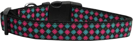 Pink And Blue Plaid Nylon Cat Collar Default Title