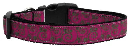 Pink And Lime Swirly Nylon Dog Collar Xs Default Title