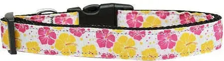 Pink-And-Yellow-Hibiscus-Flower-Nylon-Cat-Collar-GreatEagleInc-318787593