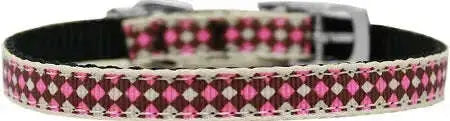 Pink-Checkers-Nylon-Dog-Collar-With-Classic-Buckle-3-8_-Size-8-GreatEagleInc-333885030