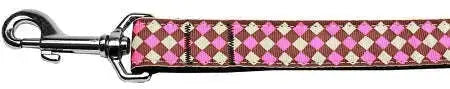 Pink-Checkers-Nylon-Dog-Leash-1-Wide-6ft-Lsh-GreatEagleInc-320019439