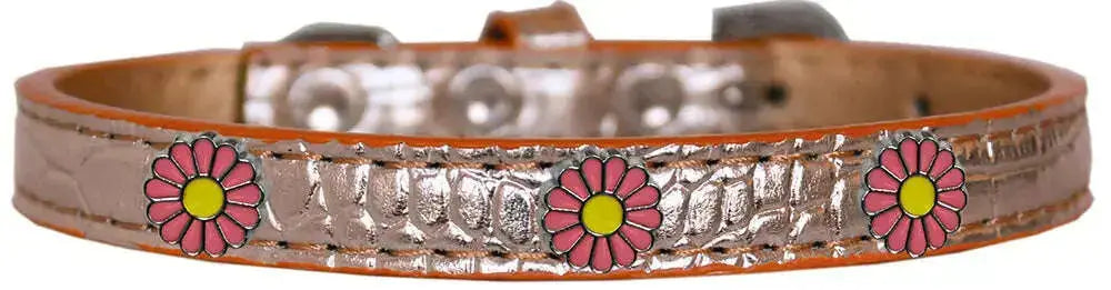 Pink-Daisy-Widget-Croc-Dog-Collar-Copper-Size-14-GreatEagleInc-318586415